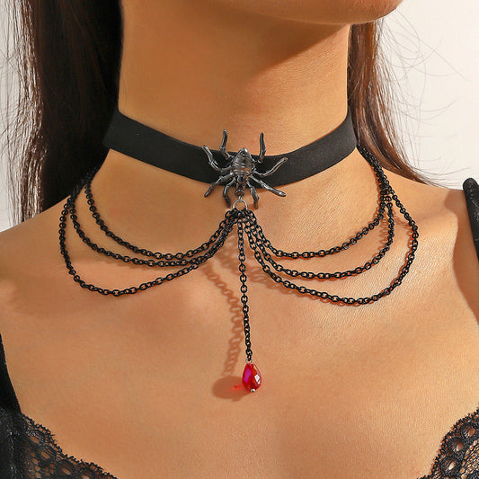 Collar de Halloween con Colgantes de Murciélago, Fantasma, Calavera, Calabaza y Araña