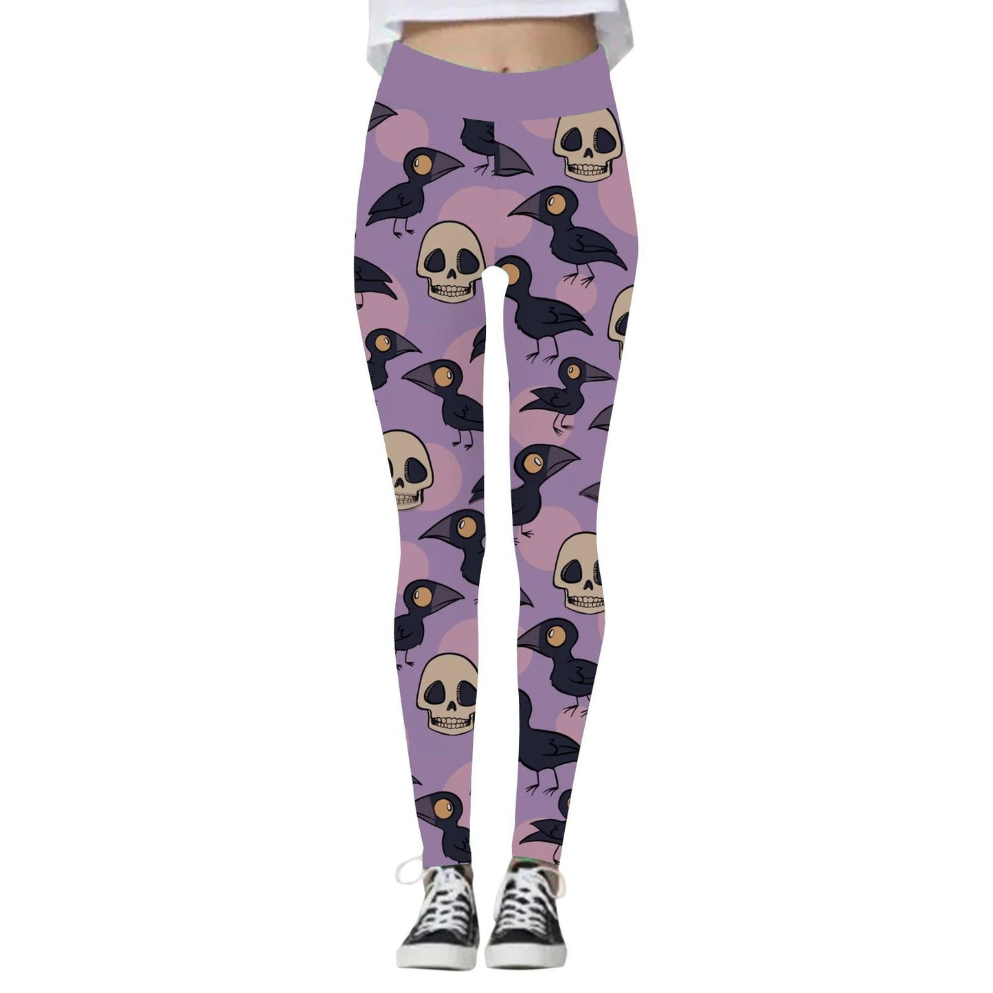 Leggings para Mujer con Estampado de Calabaza y Calavera de Halloween.