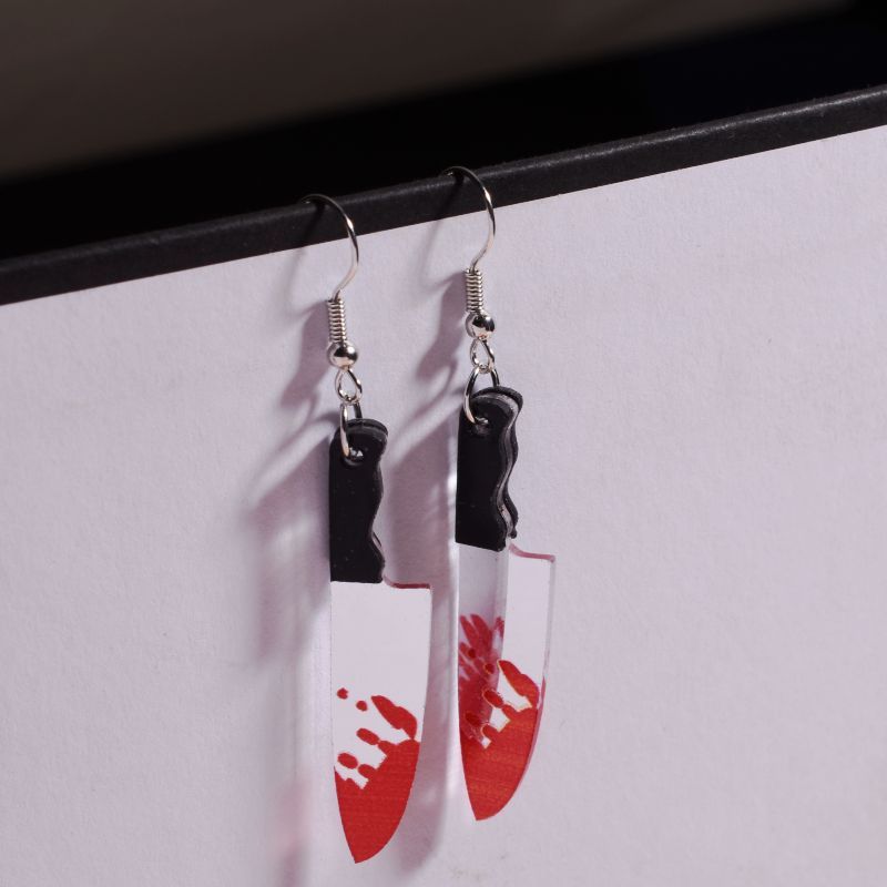 Pendientes de Cuchillo de Cocina Largo Exagerados y Personalizados para Halloween