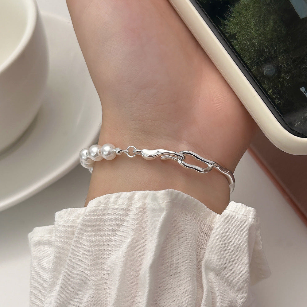 Pulsera de perlas con textura para mujer, diseño exclusivo.