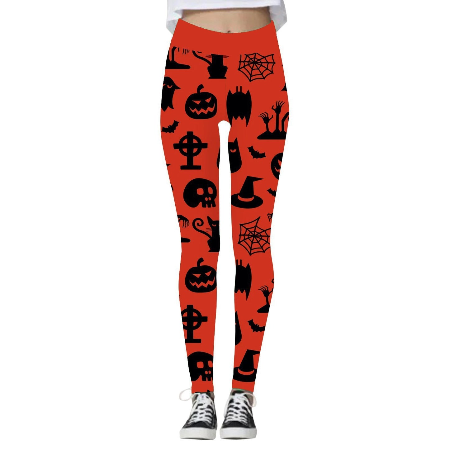 Leggings para Mujer con Estampado de Calabaza y Calavera de Halloween.