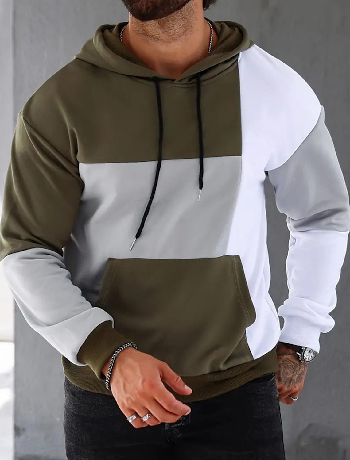 Sudadera con capucha para hombre con patrón a juego en 3D.