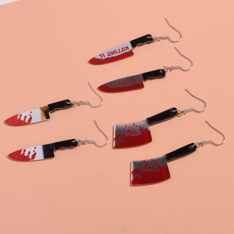 Pendientes de Cuchillo de Cocina Largo Exagerados y Personalizados para Halloween