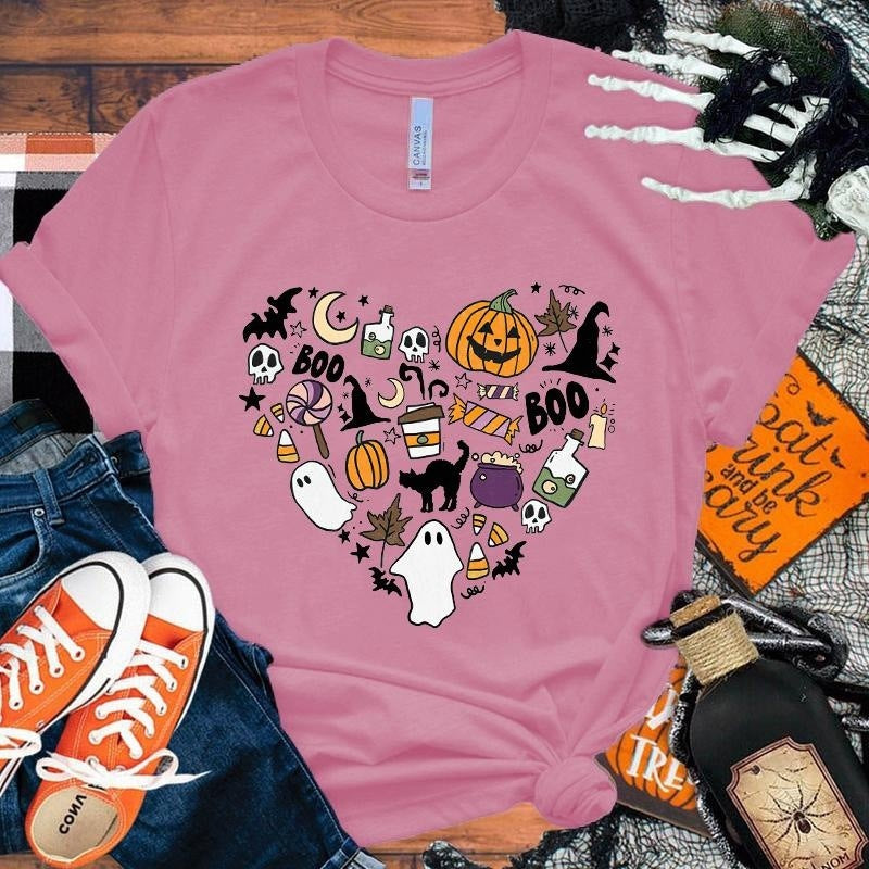 Camiseta de Halloween 'Boo Pumpkin Love' para hombres y mujeres.