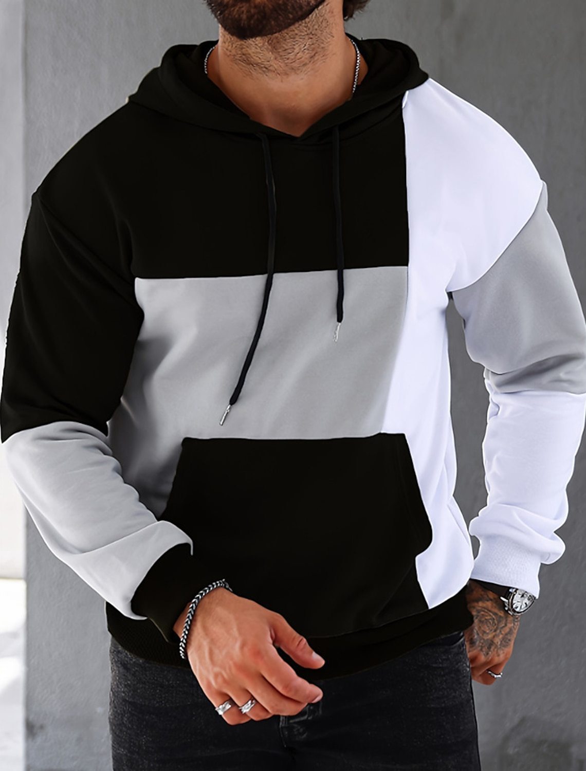 Sudadera con capucha para hombre con patrón a juego en 3D.