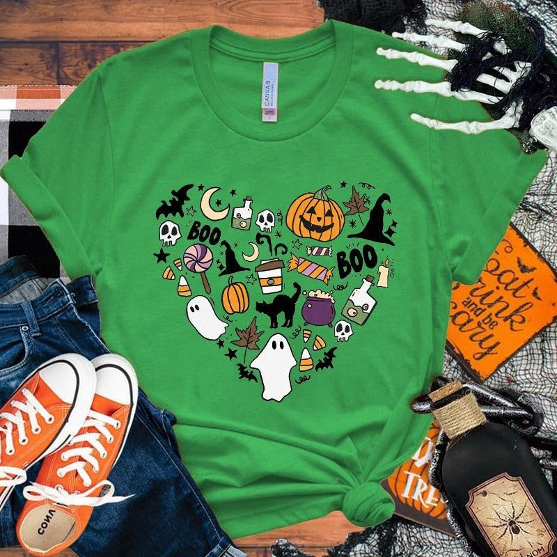 Camiseta de Halloween 'Boo Pumpkin Love' para hombres y mujeres.