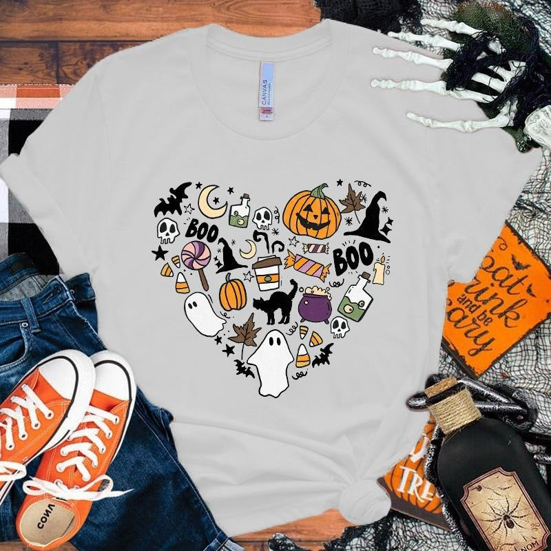 Camiseta de Halloween 'Boo Pumpkin Love' para hombres y mujeres.