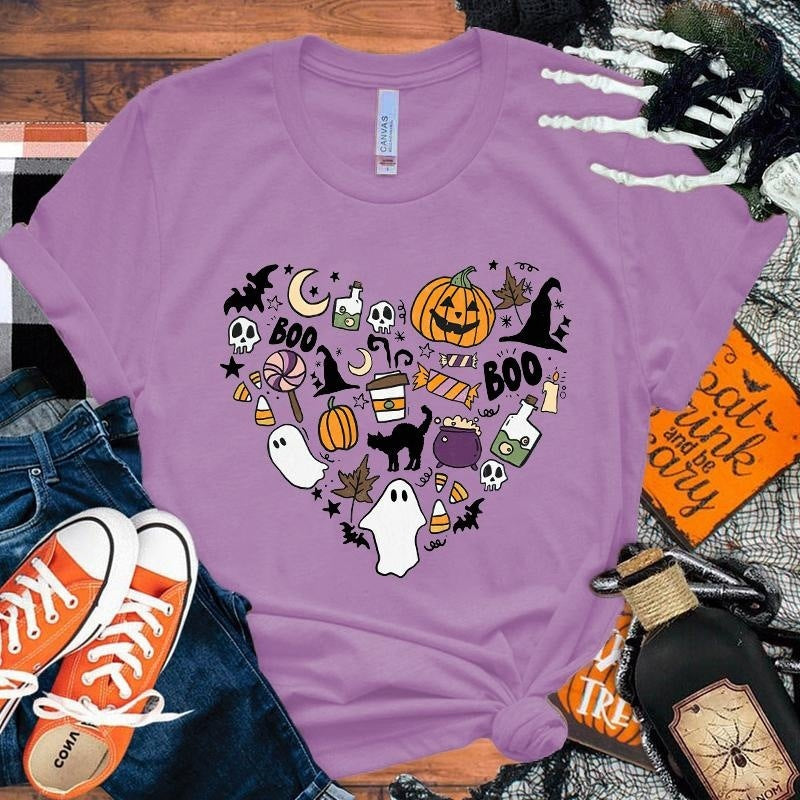 Camiseta de Halloween 'Boo Pumpkin Love' para hombres y mujeres.