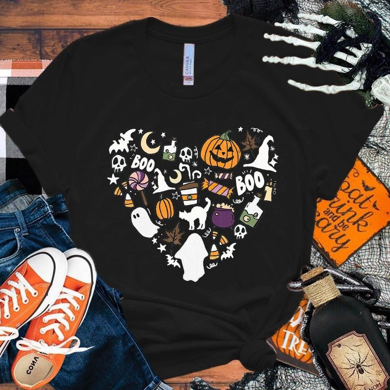 Camiseta de Halloween 'Boo Pumpkin Love' para hombres y mujeres.