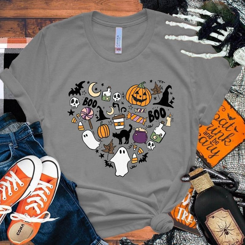 Camiseta de Halloween 'Boo Pumpkin Love' para hombres y mujeres.