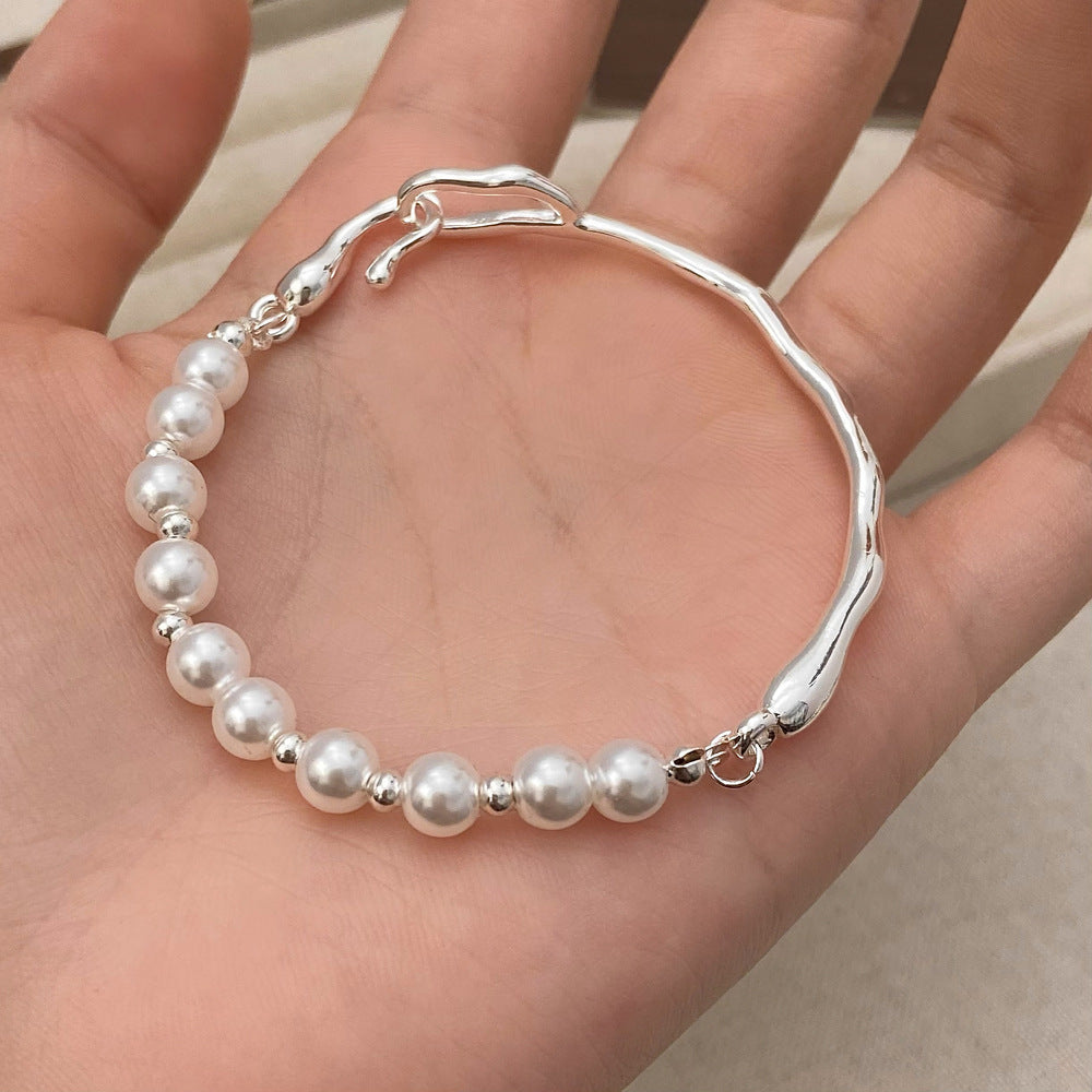 Pulsera de perlas con textura para mujer, diseño exclusivo.