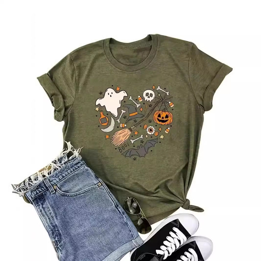 Camiseta con estampado variado de Halloween.