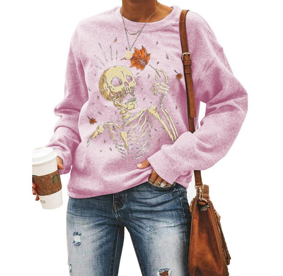 Sudadera de Cuello Redondo para Mujer con Estampado de Halloween.