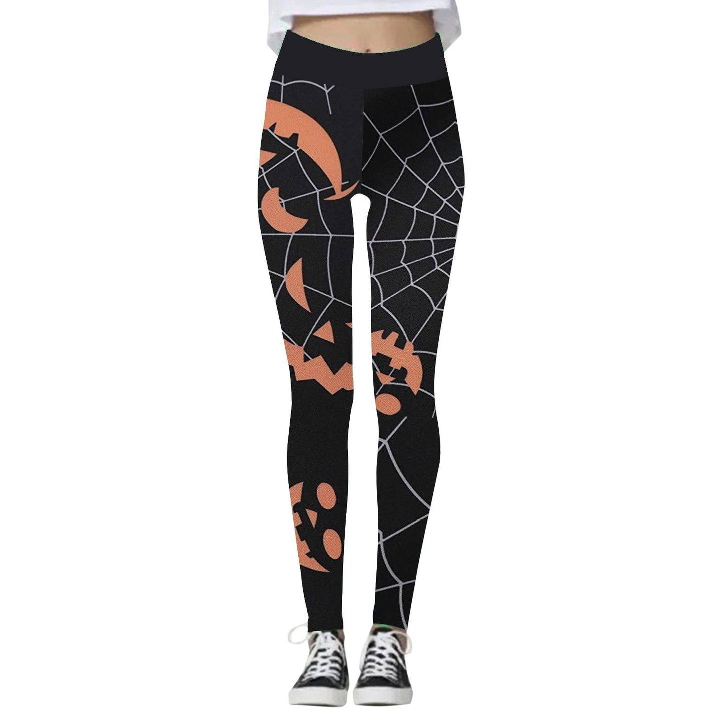 Leggings para Mujer con Estampado de Calabaza y Calavera de Halloween.