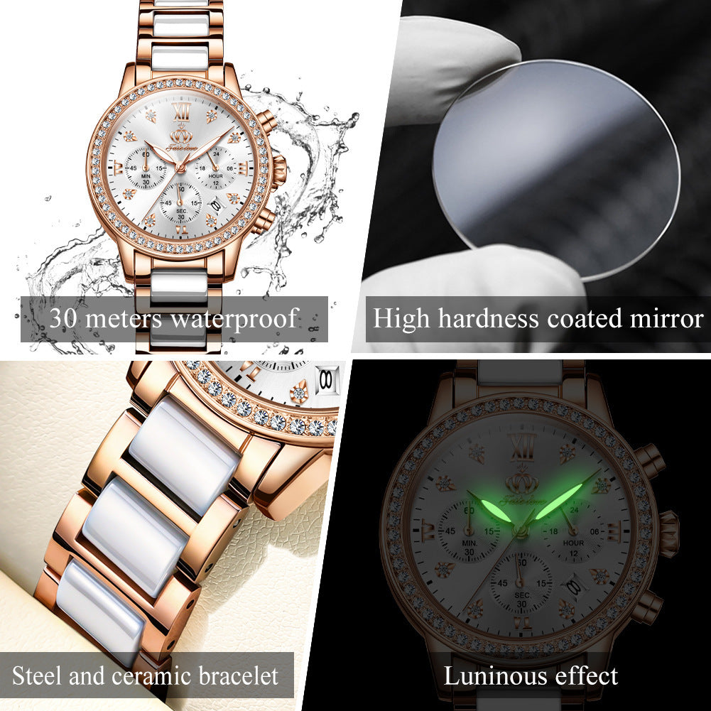 Reloj para mujer con diseño sencillo y cristales, impermeable.